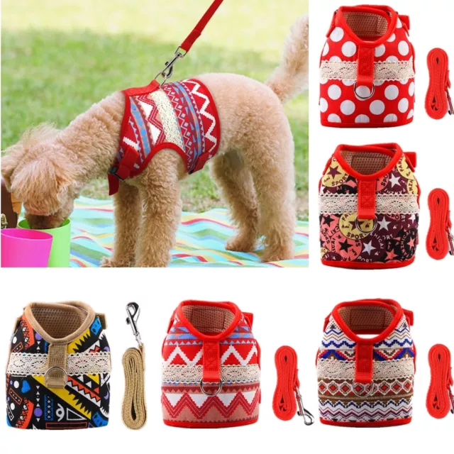 Soft Printed Dog Harness Leash Pet Puppy Cat Vest Jacket For Small Medium Dogs