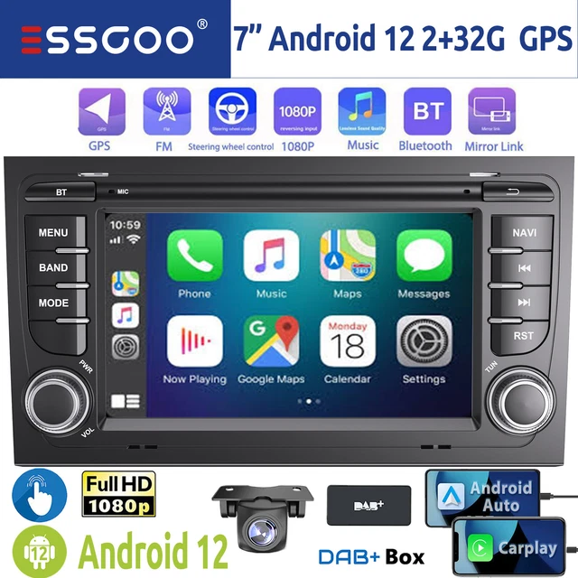 2G+64G] Autoradio Android 13 Pour Audi A4 S4 RS4 2002-2008 Avec Apple