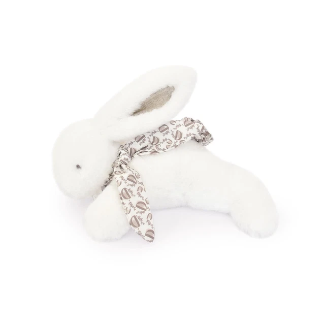 Doudou Et Compagnie Peluche Coniglio Lapin Doudou 29 Cm – Beige Sabbia Con Sciarpa In Lino, In Scatola Regalo