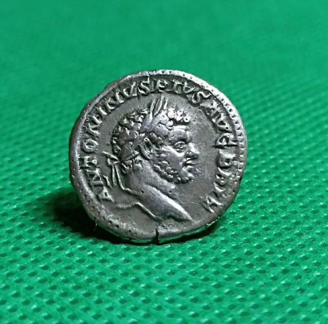 Caracalla Denarius. Ancient Roman Coin.