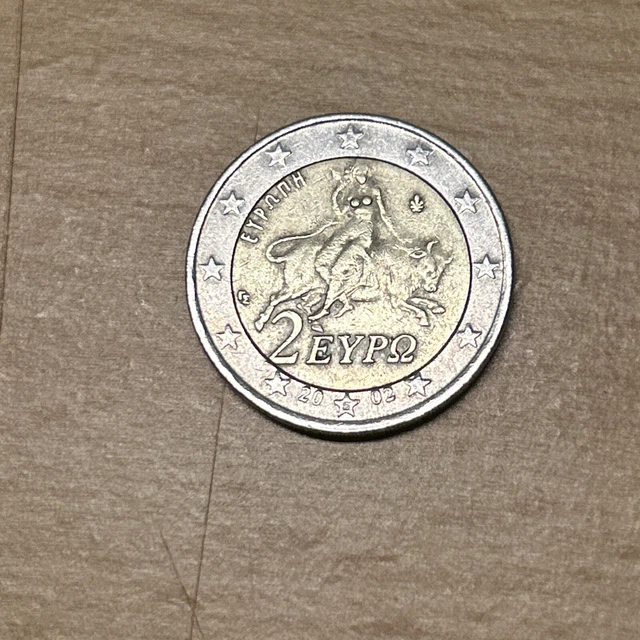 2 EURO GRIECHENLAND 2002 mit S im Stern Umlaufmünze „Raub der Europa