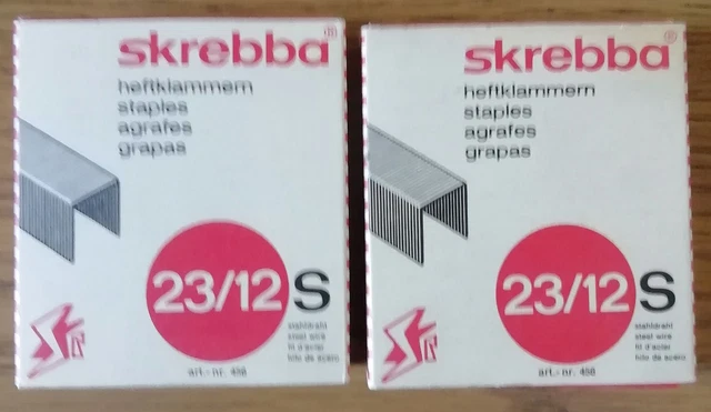 Skrebba Heftklammern 23/12S, Packung mit 1000 Klammern, verzinkt, 2 Packungen