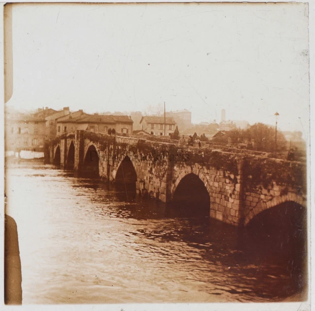 Old Pont Village to identify France photo stereo plate vintage LA