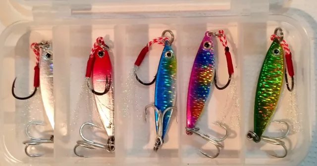 Lotto 5 Pz Micro Metal Jig Artificiale Minnow 7 Gr Spinning Mare Lago