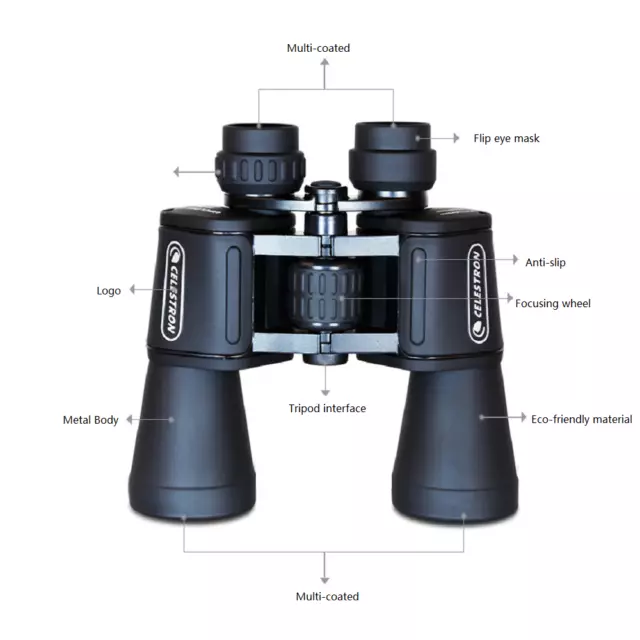 Celestron UpClose G2 20x50 Porro Binoculars 71258 Water Resistant Chrismas Gift 3