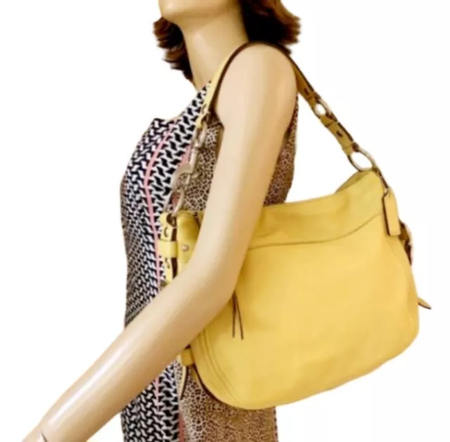 Coach Pale Yellow Leather Zoe Hobo Bag 12671 Handbag Purse Bag Satchel Shoulder