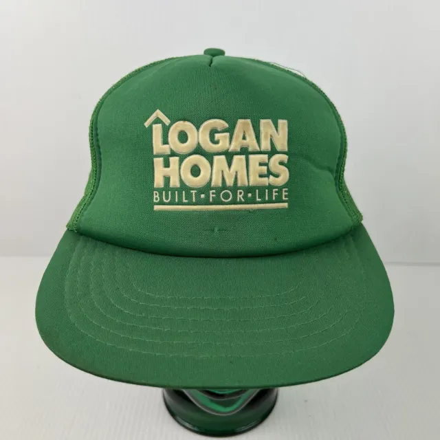 Vintage Logan Homes Trucker Hat Green/White