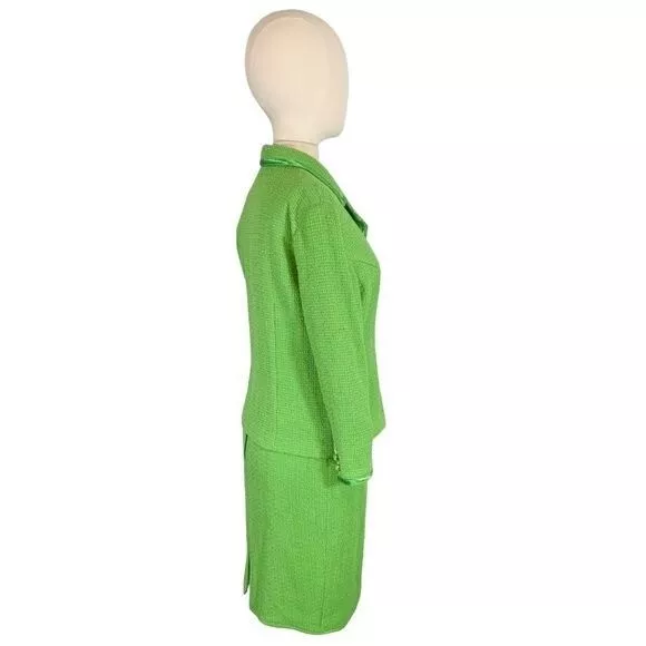 Vintage Unbranded Womens 1950s Art Deco Skirt Suit Set Green Size 6 2