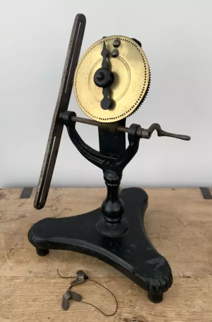Antique Early Cast Iron Hand Crank Wool Yarn Winder With Counter and Brass Dial