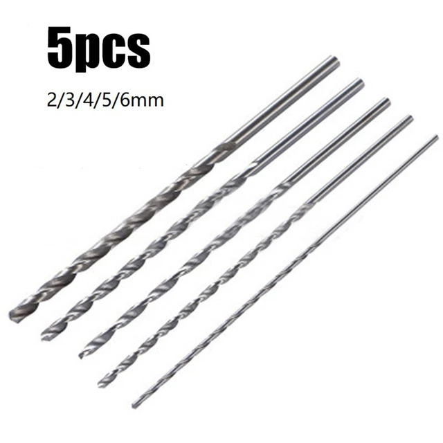 5 Pack 200mm Extra Long Drill Bits 2/3/4/5/6mm  HSS High Speed Steel Drill Bits