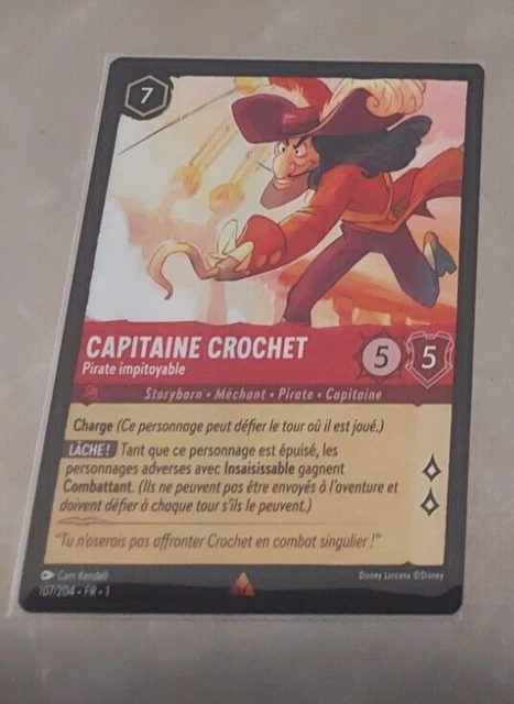 Capitainer Card LORCANA CHAPITRE 1 Disney Card Rare Carte Capitaine Crochet 107/204 FR ...