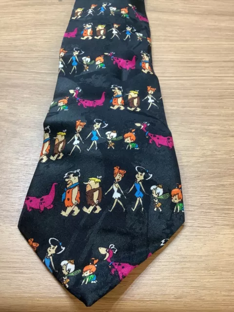 Hanna Barbara The Flintstones Tie Retro Cartoon Mens Fred Barney Dino Bam Bam