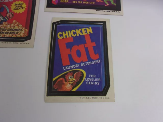 Wacky Packages Vintage Trading Card Stickers Cap'N Crud Lova Chicken Fat Lot 2