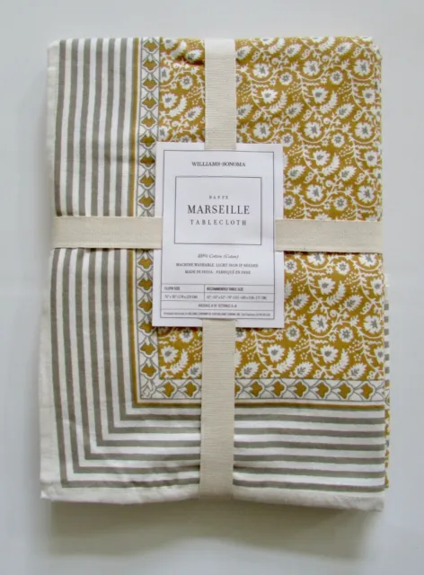 Williams Sonoma Marseille French Dijon Mustard Cotton Tablecloth 70" x 90" NWT