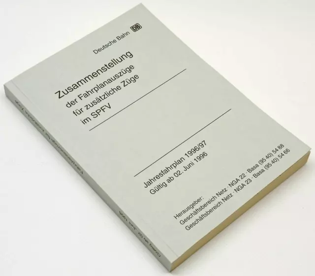 Zusammenstellung der Fahrplanauszüge für zusätzliche Züge im SPFV Sommer 1996 |D