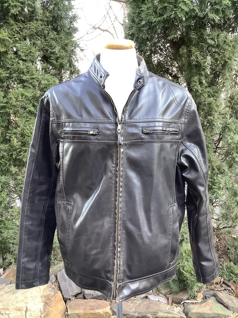 COLUMBIA SPORTSWEAR Brown Faux Leather/Faux Sherpa Lined Zip-Up JACKET Men's XL