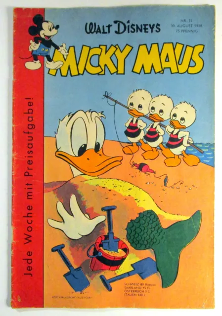 Micky Maus 1958 Heft 34 vom 30 August 1958 Walt Disney Original Ehapa Verlag