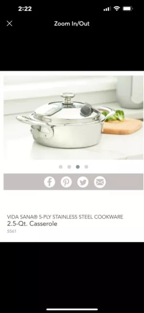 Princess House Vida Sana 5-Ply Stainless Steel Cookware 7Qt Dutch Oven  (5556)