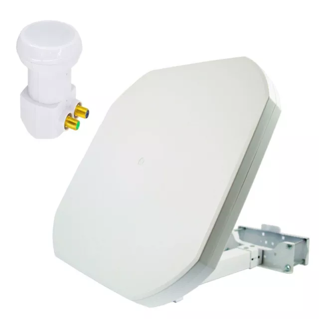 PremiumX SAT Flachantenne Digital Twin LNB Satelliten Anlage 2 Teilnehmer 4K UHD