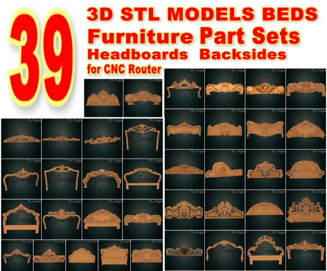 39 3D STL Models Beds luxury Bas Relief for CNC Router Artcam Aspire 3d printer