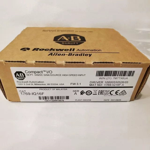 1769-IQ16F New AB Factory Sealed in Box CompactLogix 16 Pt 24VDC Fast D/I Module