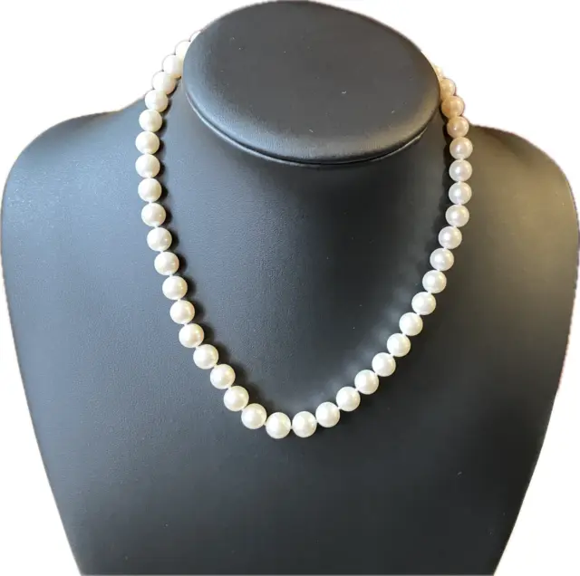 Klassisch & Elegant Perlenkette Collier 45cm Echte Süßwasserzucht Perlen 9mm