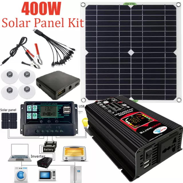 6000W Complete Solar Panel Kit Power Generator Home RV Camping Emergency Power