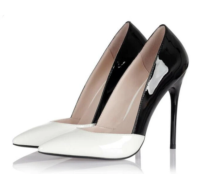12CM Women Patent Leather Super High Heel Stiletto Pumps Party Pointy Shoes