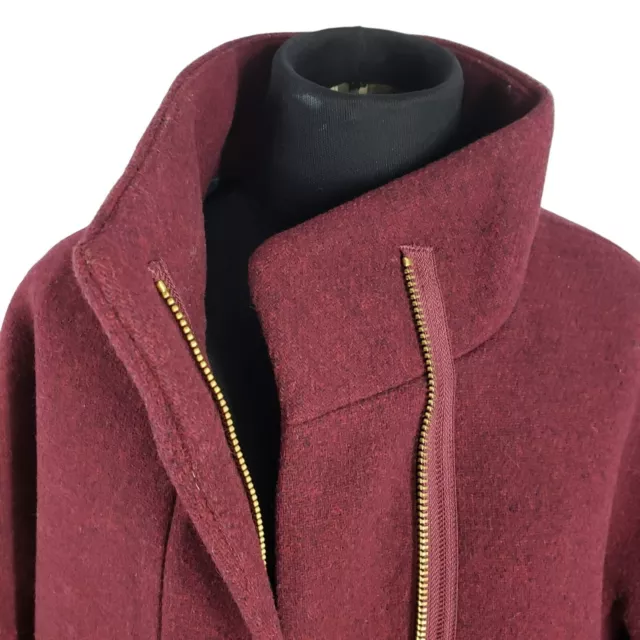 J Crew Burgundy Red Wool Cocoon Coat Stadium Cloth Nello Gori Italian Womens 8 3