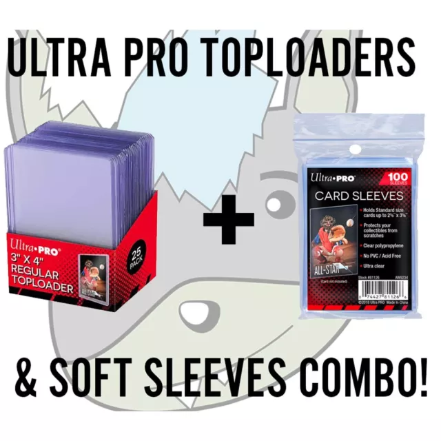 Ultra Pro Toploaders & Soft Sleeves Combo for Yugioh, Pokemon, MTG Trading Cards