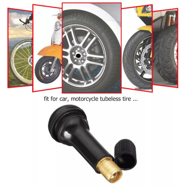 25-1000pcs Tire VALVE STEMS TR 413 Snap-In Car Short Rubber Tubeless Black Lot 3