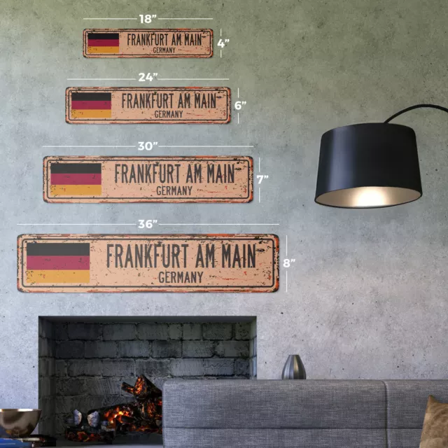 FRANKFURT AM MAIN GERMANY Vintage Street Sign German flag city country rustic 2