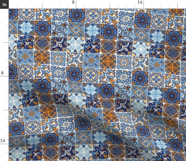 Sea Spanish Tile Moroccan Mexican Ornament Spoonflower Fabric by the Yard