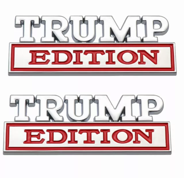 1 Pair Trump Metal Badge 3D Decal Sticker Emblem (red&chrome) Stickers