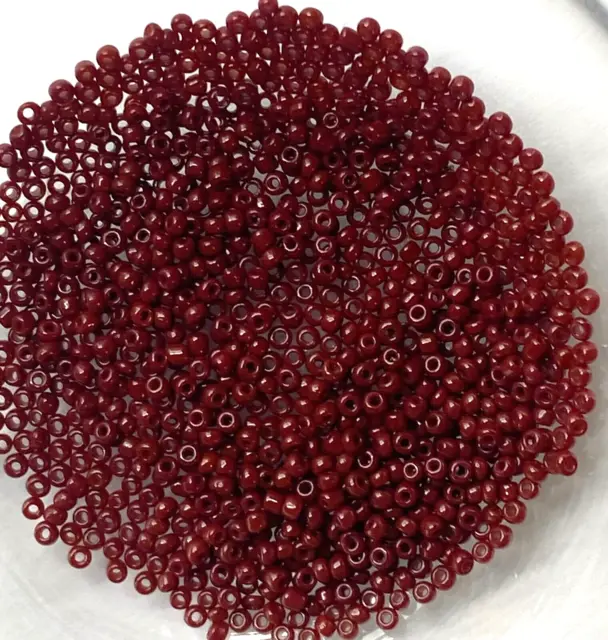 Rare Antique Micro Seed Beads-14/0 Dark Carnelian Brown Red Opaque-3.9g Bags