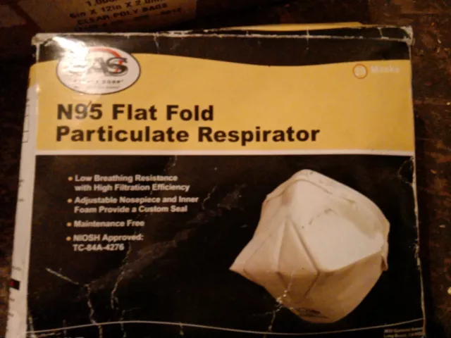 NIOSH Approved-N95 Flat Fold Particulate Respirator w Adjustable Strap-20 masks