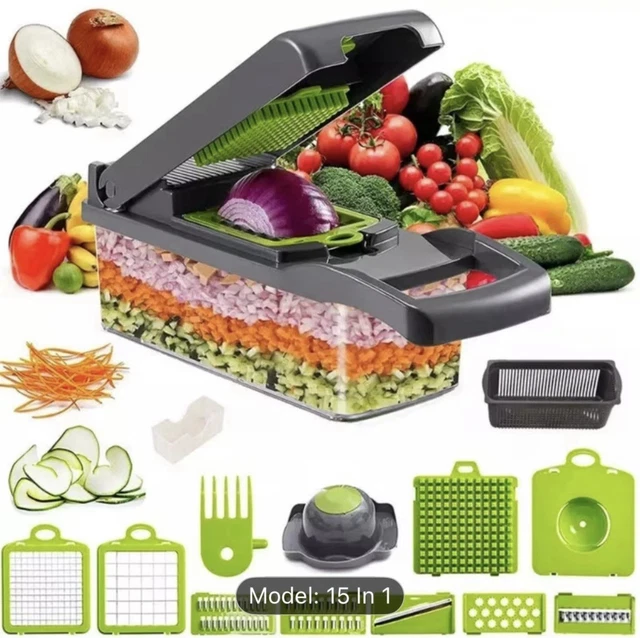 15-IN-1 VEGETABLE CHOPPER Multi-Purpose Kitchen Food Cutter Slicer ...
