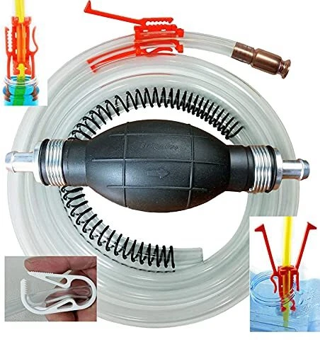 Siphon Pump - Deluxe - Fuel Hand Pumps for Gas, Diesel & Water w/ 8' Hose (Ex...