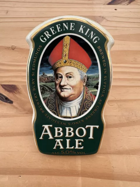 Greene King Ceramic Abbot Ale Bitter IPA Pub Bar Beer Pump Clip Badge Brewery
