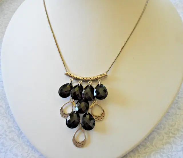 Silpada "ALL ON BLACK" Sterling Black Agate Chandilier  Necklace N3022 454612