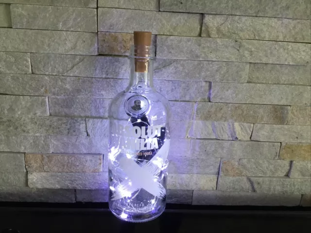 Absolut Vanilia Wodka Flasche Stimmungslampe mit LED Leuchten tolles Geschenk Dekoration