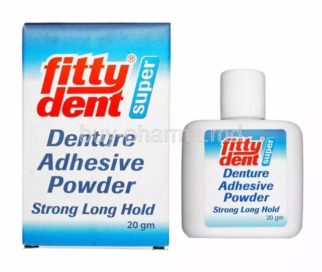 Fittydent Super Denture Adhésif Poudre 20GM Imperméable Contrôle Denture Odeur