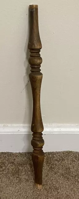 Antique Turned Wood Spindle Baluster Hardwood 15.5" Long