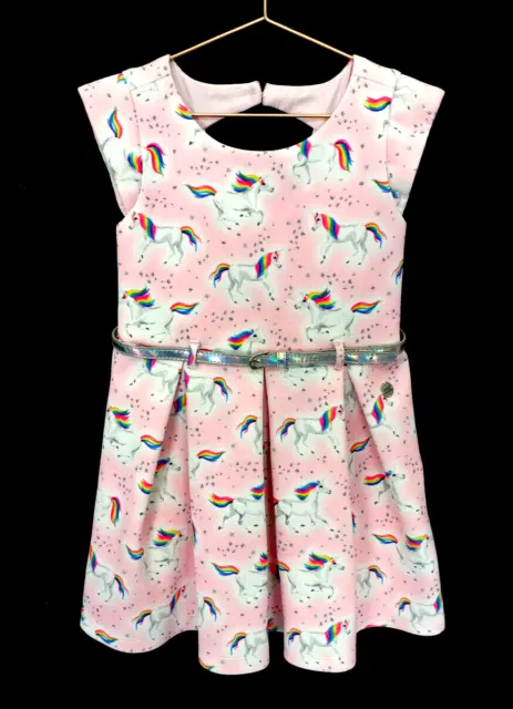 Girl's Lovely Pink Dress with Unicorns & Belt - Size 3 - Tutu's & Tambourines