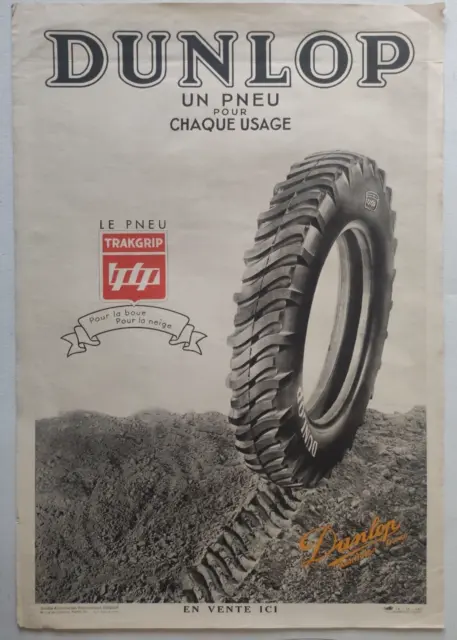 affiche ancienne - DUNLOP LE PNEU TRAKGRIP - un pneu pour chaque usage