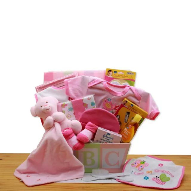 Easy as ABC New Baby Gift Basket - Pink - baby bath set - baby girl gifts - new