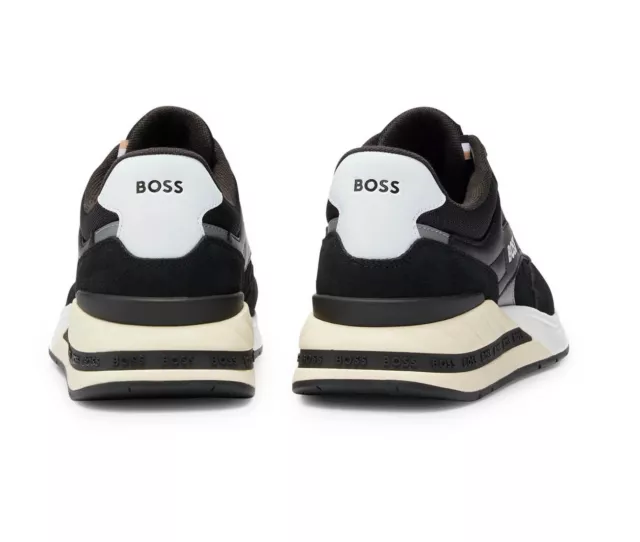 Hugo Boss Herren Turnschuhe Kurt Runn Logo Marke Schnürschuhe in schwarz 2