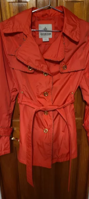 Vintage Rain Jacket Womens Trench Coat Weather Tamer 60s 70s Mod Red Size S