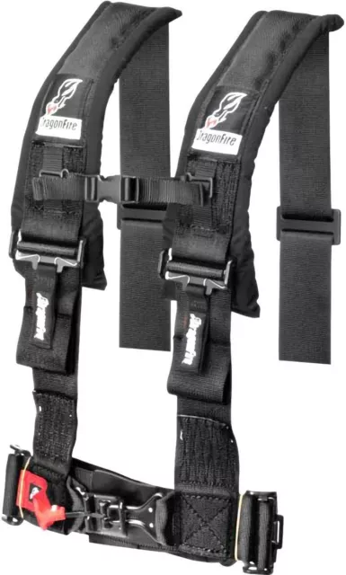 DragonFire Racing 14-0041 3" Buckle H-Style 4-Point Harness Restraint Black UTV