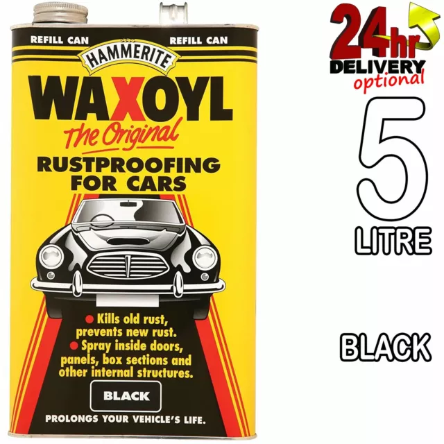 Hammerite 5litre Black Refill WaxOyl Rust Eliminator Proof Prevention Covering